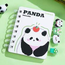 熊貓翻蓋線圈筆記本c7書籤學生筆記本可愛好看的小筆記本便攜小口袋筆記本記事本1 - 彩色 - 查看 3