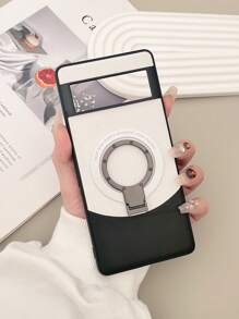 Giá đỡ điện thoại Apple Card Holder 1 chiếc họa tiết vải thiều dán da + da trơn khâu hai màu ốp lưng bảo vệ có giá đỡ vòng nam châm bằng kim loại & chân đế cho điện thoại Pixel 6a/6pro/7a/7pro/8pro - Nhiều màu - Xem 1