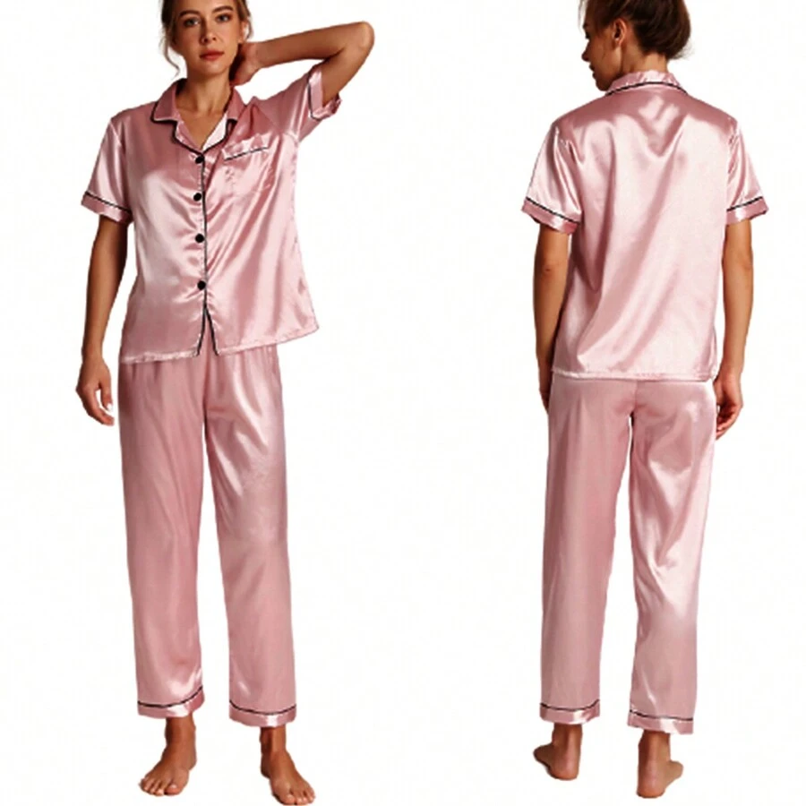 Pijamas De Señoras Mujer De Seda Cómodo Pijamas - Rosa - Ver 1