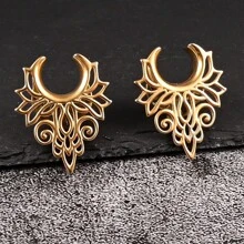 2 Piezas Túneles Para Orejas Con Tapón De Acero Inoxidable Y Diseño De Agujero, Calibradores De Silla Estiradora Para Expansor De Lóbulo De Oreja, Joyería Del Cuerpo De La Perforación - Hueco - Ver 6