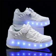 Summer Led Light Sport Shoes With Two Small Wheels For Teenagers, Couples, Breathable, Low-Cut, Outdoor Roller Skates, Men's And Women's Shoes