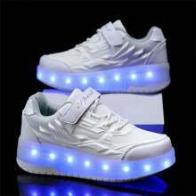 Summer Led Light Sport Shoes With Two Small Wheels For Teenagers, Couples, Breathable, Low-Cut, Outdoor Roller Skates, Men's And Women's Shoes