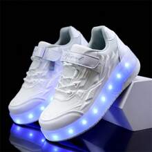 Summer Led Light Sport Shoes With Two Small Wheels For Teenagers, Couples, Breathable, Low-Cut, Outdoor Roller Skates, Men's And Women's Shoes