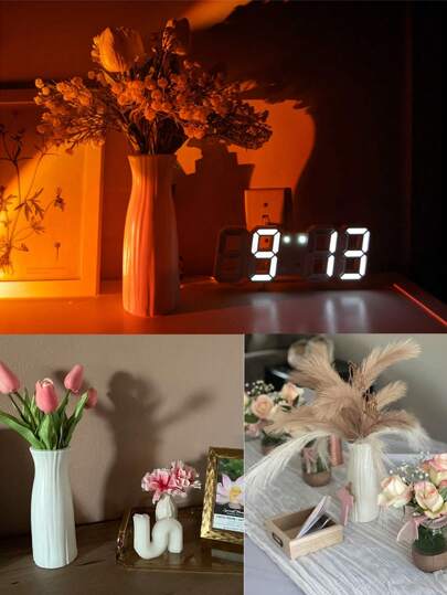 1pc Wit Polypropylene Material Flower Vase, Home Artificial Flowers, Tafel ation, Living Room Display, Shock Resistant, Long Lasting,Home ,Flower Vase,Centerpiece,Table Birthday Graduation Glass Vase view 5