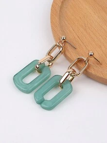 1對女士兩色亞克力耳環 - 金色 - 查看 2