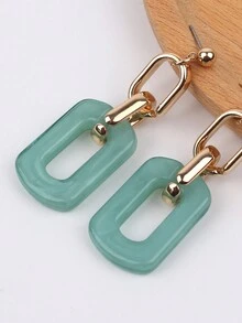 1對女士兩色亞克力耳環 - 金色 - 查看 3