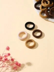 100入組小童拇指大小的彈性髮圈,可愛不傷髮的髮繩 - 棕色 - 查看 3