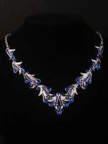 婚禮裙配婚禮珠寶套裝,紅色、藍色、紫色水晶項鏈及耳環套裝,婚禮禮物,舞臺表演 - 項鍊+耳環套裝 - 查看 6