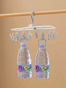 1入摺疊式衣架,帶有12個夾子,適用於襪子、內衣等衣物,塑料晾衣夾 - 彩色 - 查看 8