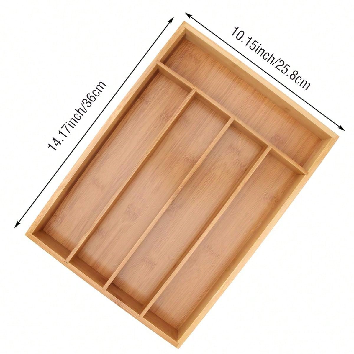 Bamboo Utensil Drawer Organizer, Cutlery Tray Desk, Silverware Holder