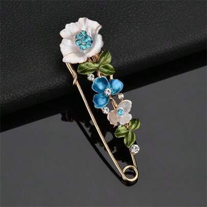 1pc Rhinestone Decor Flower-Shaped Coat Brooch, Multi-Functional Scarf Clip For Autumn & Winter Valentines,Mom,Mother,Mother's Day,Gift