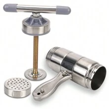 1Pc Making Spaghetti Multifunctional Press Pasta Machine Fruits Juicer Stainless Steel With 5 Pressing Moulds Manual Noodle Maker - Silver - View 7