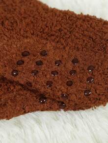 5 双/包随机颜色防滑婴幼儿运动袜，带珊瑚色保暖内衬，适合寒冷天气和日常穿着，5 双/包随机颜色 - 彩色 - 查看 3