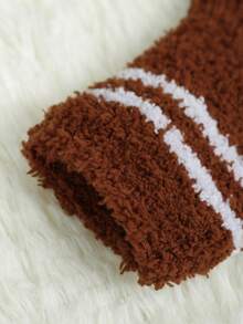 5 双/包随机颜色防滑婴幼儿运动袜，带珊瑚色保暖内衬，适合寒冷天气和日常穿着，5 双/包随机颜色 - 彩色 - 查看 5