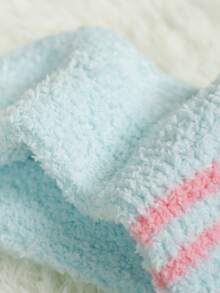 5 双/包随机颜色防滑婴幼儿运动袜，带珊瑚色保暖内衬，适合寒冷天气和日常穿着，5 双/包随机颜色 - 彩色 - 查看 6