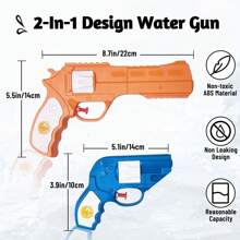 2合1噴水槍兒童夏日沙灘親子互動玩具赤足噴水玩具 - L 藍&S橙 - 查看 2
