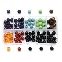 7 顆脈輪天然石珠混合 6/8/10 毫米圓形真石珠散裝寶石晶顏色 Diy 光滑珠適用於手鍊項鍊耳環珠寶製作 - 彩色 - 查看 11