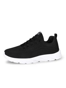 Zapatillas casuales para hombres de talla grande, de 4 temporadas - Nuevos tenis de moda con tela de malla transpirable, zapatos cómodos para caminar, diseño simple de zapatos atléticos para trotar para hombres