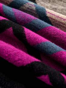 1件女士多色假珍珠打造幾何拼接飾邊披肩,加厚保暖,適用於日常通勤和戶外 - 彩色 - 查看 3