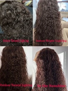 1顶26英寸深棕色柔软蕾丝前假发，波浪卷，自然巧克力棕色，200%密度，中分，蓬松卷曲，适合圣诞节和婴儿造型，无需胶水，预先拔毛，日常佩戴 - 棕色 - 查看 9