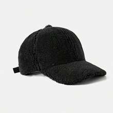 1pc Women's Faux Fur Baseball Cap, Fashionable Versatile Solid Color Fluffy Snapback Hat, Thick & Warm