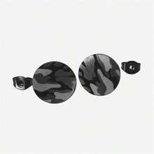 Black Round Shape Stainless Steel Laser Cut Earrings For Men And Women, Three Colors Available - Black - View 1