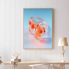 1幅橙色漸變耳機照片油畫畫布,可用於客廳攝影牆藝術印刷畫作,家居裝飾無框 - 彩色 - 查看 1