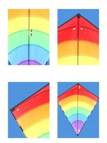 Yongjian彩色彩虹風箏長尾菱形風箏,適合初學者的戶外玩具,兒童生日禮物,沙灘風箏,戶外樂趣運動 - 彩色 - 查看 3