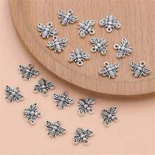 20 件合金金屬材質可愛小蜜蜂首飾吊墜製作手鍊項鍊配件 Diy 手工藝品 - 銀色 - 查看 4