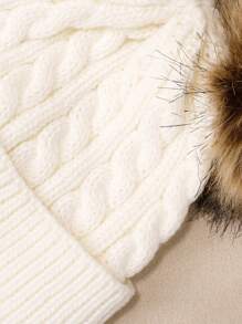 1 顶帽子 + 1 副手套（套装），纯色针织帽，秋冬 - 白色 - 查看 6