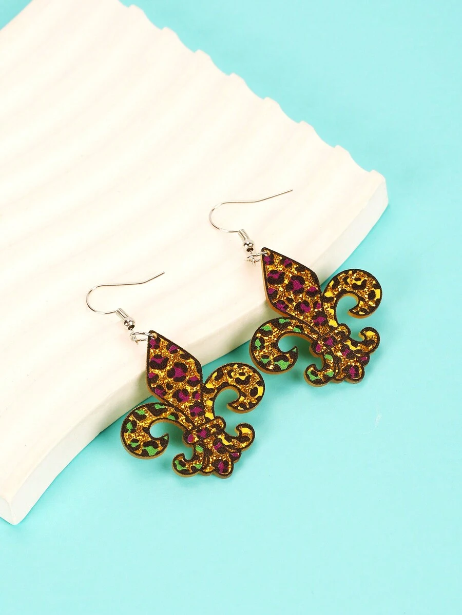 1 對女式狂歡節三色豹紋耳環 - 豹紋耳墜 - 查看 1