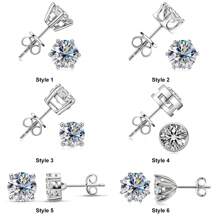 1Pair Classic Round Cut Moissanite Stud Earrings For Women 100% Sterling Silver Round D Color Moissanite Earrings For Women Girls Birthday Jewelry Gifts For Her With GRA Certificate Rhinestone Wedding Bridal Jewelry Rhinestone Earrings - Silver - View 2
