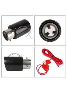 1入pc Led火焰發光汽車排氣管消音器 尾管63-65mm進口帶紅光/藍光消音器汽車涡轮聲浪口哨排氣消音器