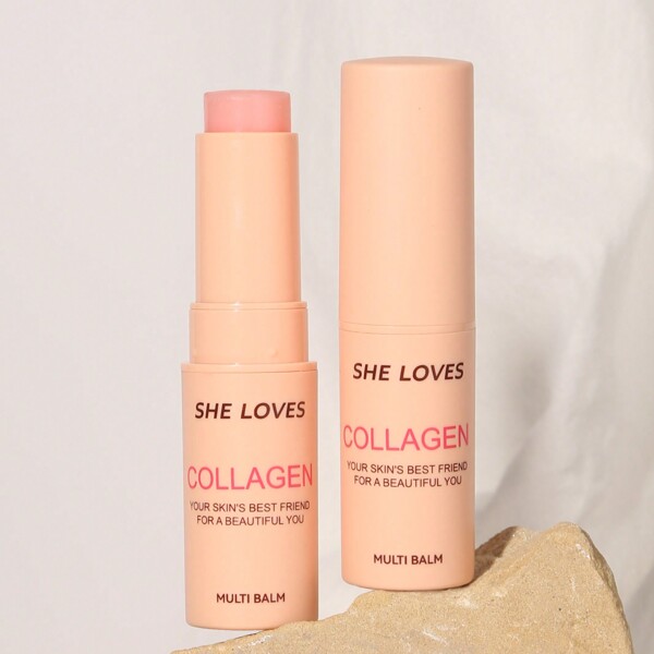 SHE LOVES Hidratante Facial Multifunción Con Colágeno | Bálsamo Hidratante Para Labios, Crema Para Ojos Y Cuello, Base Para Maquillaje Y Bálsamo Hidratante Para La Piel | Barra De Hidratante Facial Diario