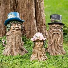 New Tree Stump Sculpture Creative Resin Crafts, Lovely Decorative Garden Ornament - Blue Hat - View 4
