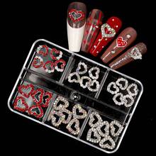 30入組3d心型美甲裝飾,金色和銀色指甲裝飾心型美甲配件,水鑽指甲裝飾,適用於女性,女孩,情人節美甲圖案設計,diy工藝珠寶 - 彩色 - 查看 8