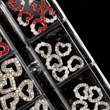 30入組3d心型美甲裝飾,金色和銀色指甲裝飾心型美甲配件,水鑽指甲裝飾,適用於女性,女孩,情人節美甲圖案設計,diy工藝珠寶 - 彩色 - 查看 5