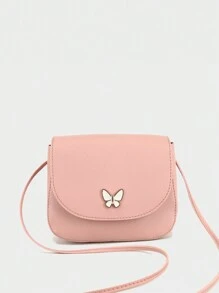 Crossbody Shell Bag With Plain Butterfly Embellished Hardware - Pink - View 4