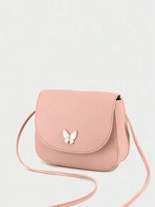 Crossbody Shell Bag With Plain Butterfly Embellished Hardware - Pink - View 5