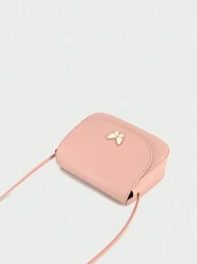 Crossbody Shell Bag With Plain Butterfly Embellished Hardware - Pink - View 7