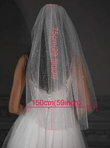 1 Pc Women 1 Tier Elbow Length Glitter Tulle Short Wedding Bridal Veil With Metal Comb For Wedding Party White Halloween