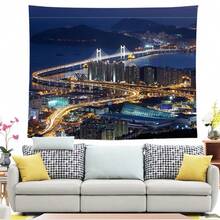 1入夜景風格掛毯,卡通動漫掛飾,適用於卧室審美,客廳,盧瓦派對,商店背景,掛毯審美裝飾 - 橘色 - 查看 5
