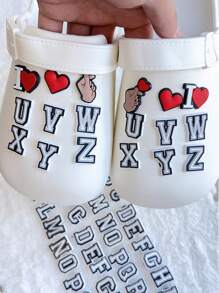 58 件/套黑白字母主題鞋飾,用於裝飾人字拖、鉛筆盒、包包和派對禮品 - 米色 - 查看 1