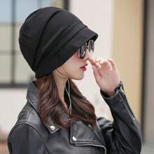 Women'S Octagonal Fashionable Warm Winter Hat With Short Brim And Simple Design - Black - View 1