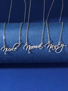 1個個性化不鏽鋼女孩名字吊墜項鍊（僅支持英文字母項鍊） - 銀色 - 查看 7