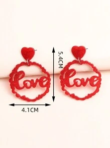 1 对情人节不对称镂空圆形和爱心形耳环（女士款） - 彩色 - 查看 2