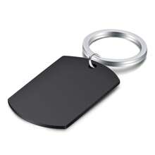 1pc, Stainless Steel Smooth  Keychain Can Be Engraved DIY Key Chain Creative Keychain, Backpack Pendant, Bag Charms, Birthday Gifts, Party Favors Casual - Black - View 1