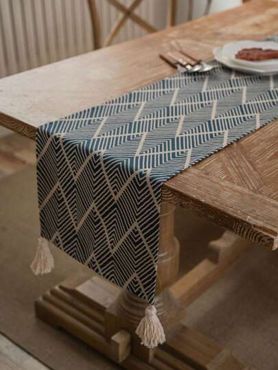 Chemin De Table, Motif Géométrique Moderne, Artisanat En Jacquard, Longue Couverture Anti-poussière En Tissu Décorative Pour Les Meubles De Salon