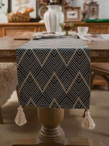 Khăn trải bàn , Hiện đại Họa tiết Hình học Dệt hoa Thủ công Dài Vải Chống bụi Che phủ Trang trí Giường Lá cờ Đối với Phòng khách Đồ nội thất - Màu xanh lam - Xem 7