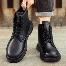 男鞋皮靴工作靴高筒鞋工作靴男士戶外工作鞋 - 黑色 - 查看 1